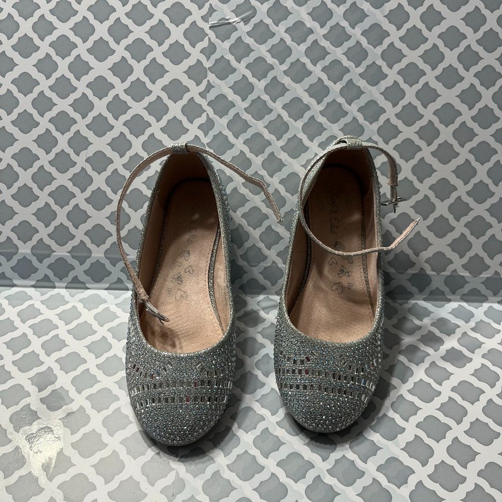 Girl's Silver Dress Shoes with Ankle Strap